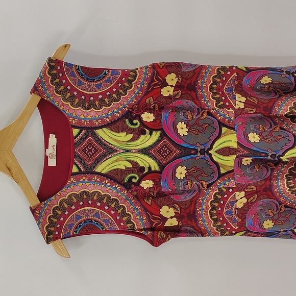 Aryeh Dress Multicolor Print Size Large Stretch Knee Length Sleeveless - Picture 2 of 7